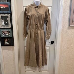 Alain Toussaint Vintage Khaki Snap Front Long Sleeve Dress 8M